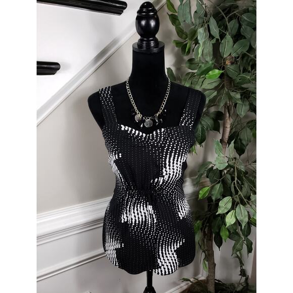 Kenneth Cole Women Top Small Black & White Polka Dot Printed Sleeveless Outdoor - Picture 1 of 12